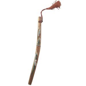 Miniature Japanese Samurai Sword Letter Opener Hand-Painted Wooden Sheath Tassel